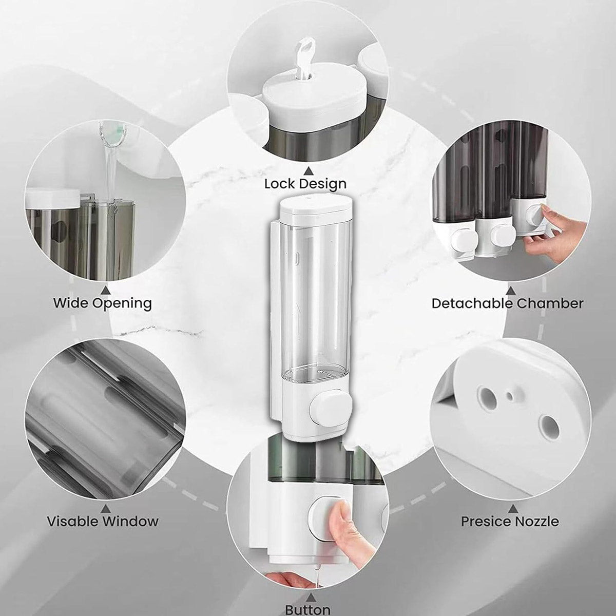 Wall Mounted Soap Dispenser Manual Press Shower Gel Bottle