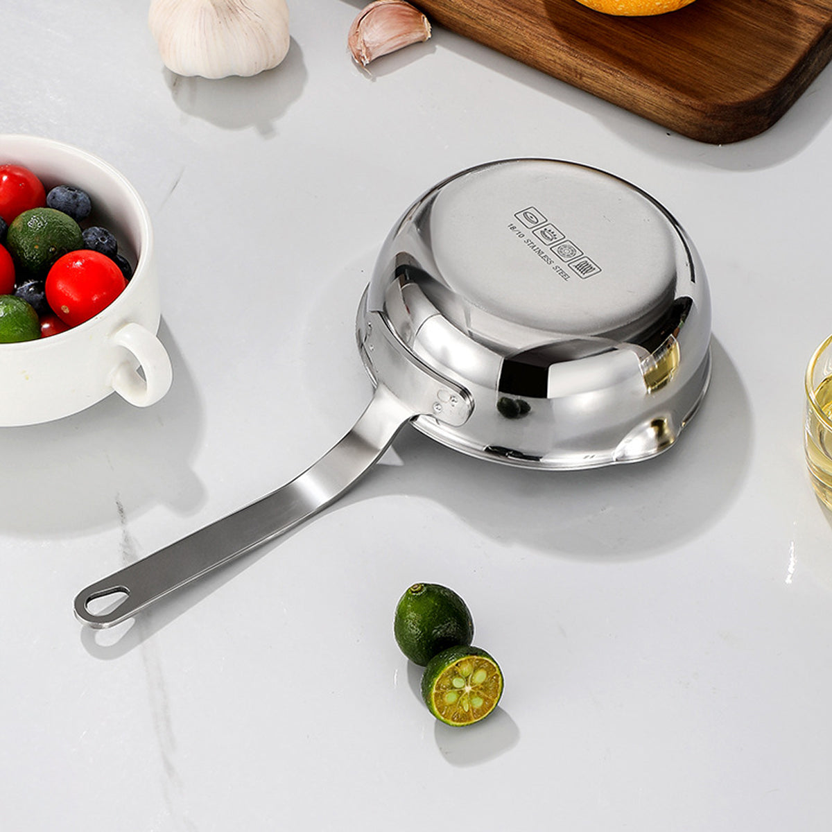 304 Stainless Steel Oil Splatter Proof Home Small Frying Pan for KitchenCooking