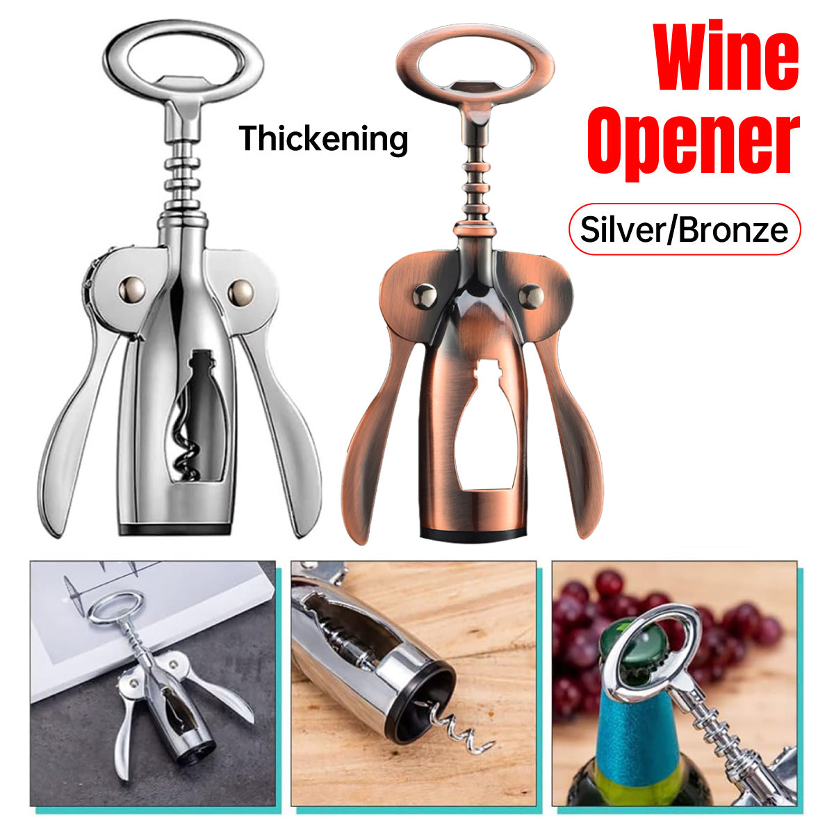 Bottle Opener Cork Screw Wine Bottle Opener Corkscrew winged corkscrew ZincAlloy