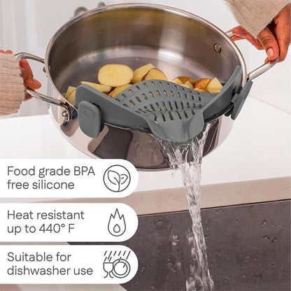 Water Filter Clip 2pcs Wide Mouth Strainer Drain Holder for Pot Vegetable Fruit