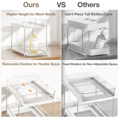 White Double Shelf Cosmetics Storage Box Desktop Organizer Stand