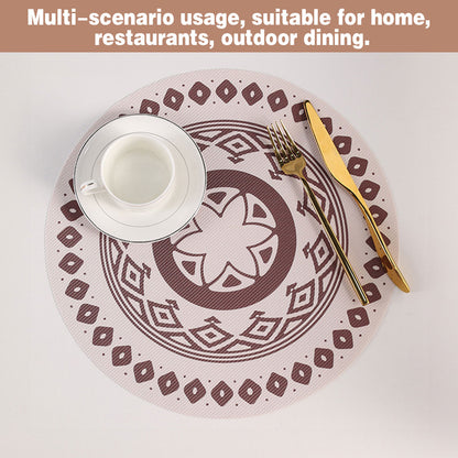 4PCS Bohemian Placemats Round Printed Heat Resistant Easy Clean Dining Mats