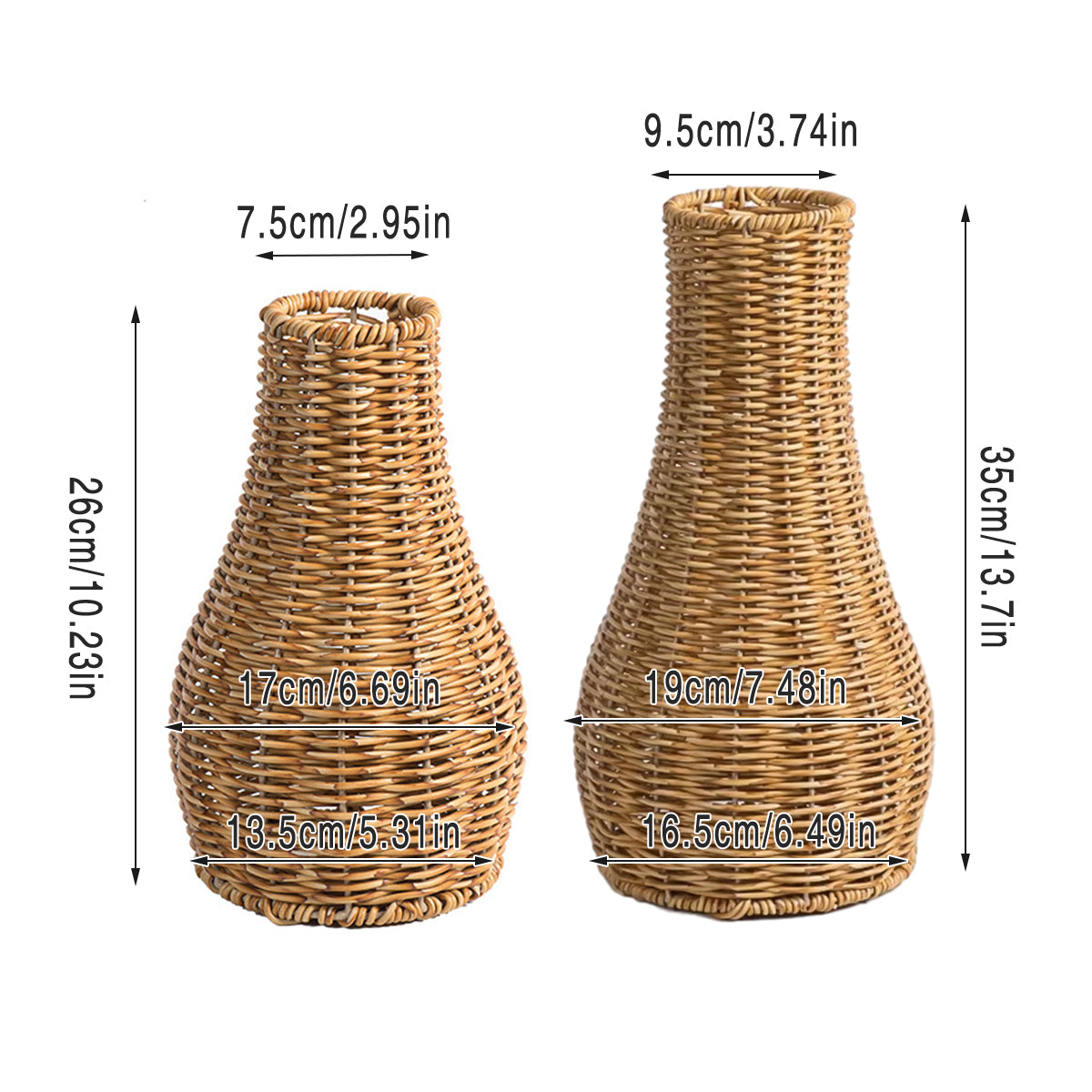 Imitation Rattan Woven Vase Decorative Flower Vase Arrangement for Home Decor