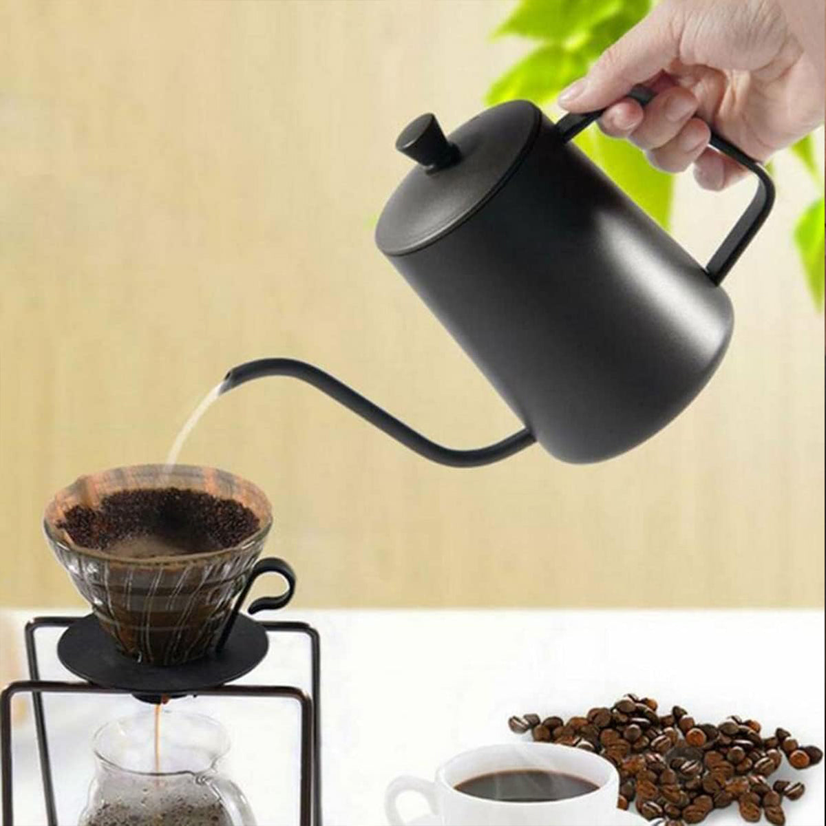 Hand Drip Coffee Pot Stainless Steel Fine Spout Hanging Ear Filter Cup Kettle