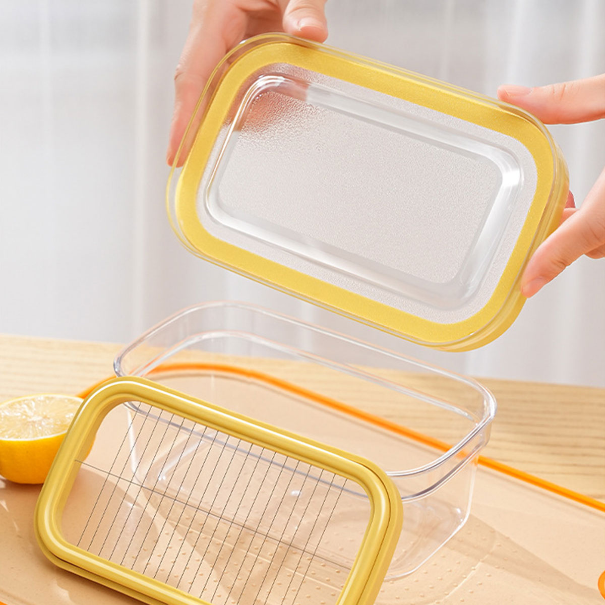 Butter Cutter Box with Lid Cheese Slicer and Storage Dish
