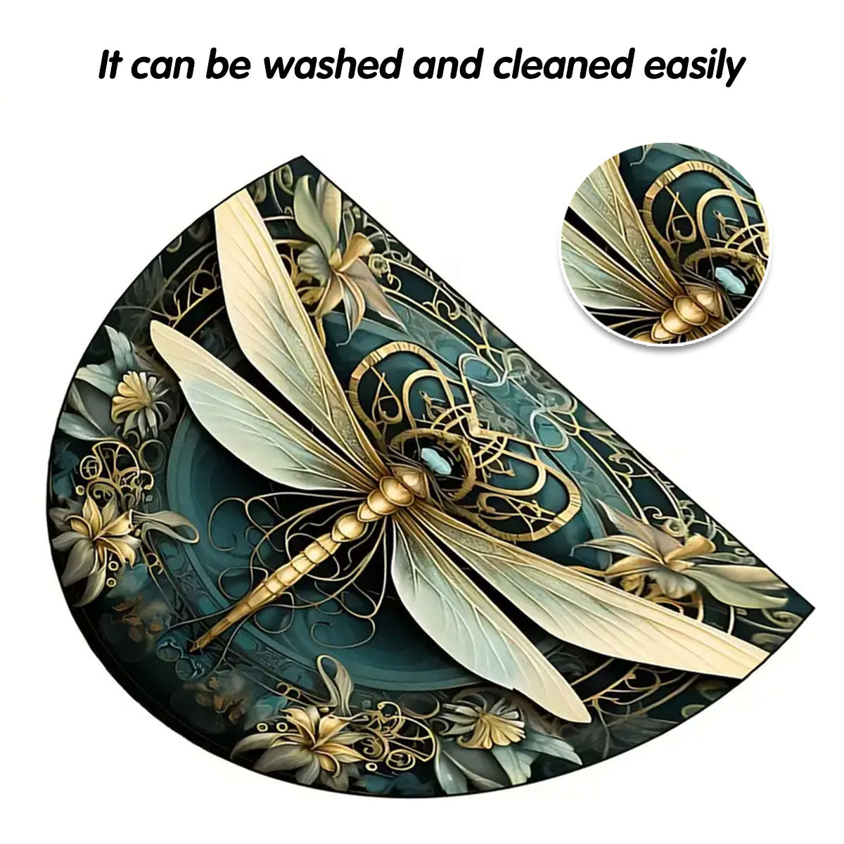 Floral Semicircle Floor Mat Non-Slip Entry Door Rug Home Decor