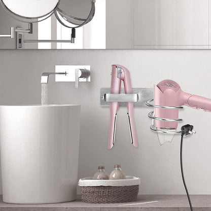 Wall Mounted Hair Dryer Holder Bathroom Storage Rack Curling Iron Organizer AU