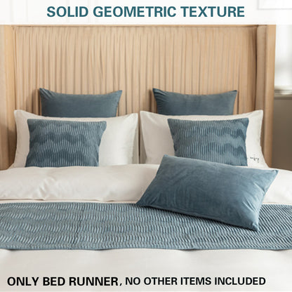 Double Sided Bed Runner with Pleated Geometric Texture