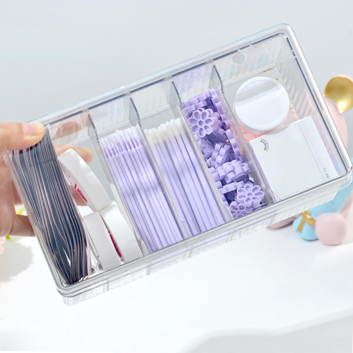 Transparent Dustproof Cosmetic Storage Box with Lid Makeup Organizer Case AU