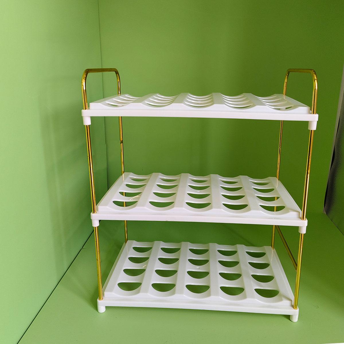 3 Tier Cup and Bottle Storage Rack with Dividers – Product View 8