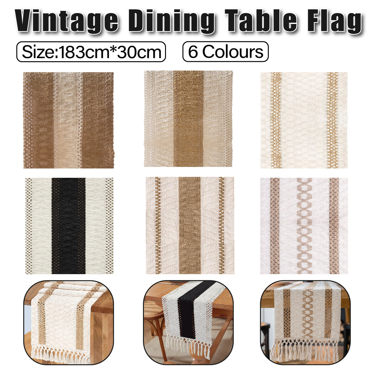 Cotton Linen Table Runner with Knot Tassel Bed End Towel Long Tablecloth Mat  AU