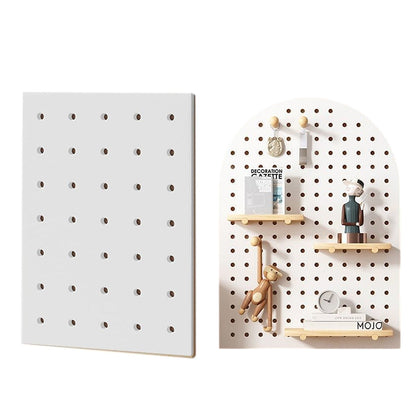 Wall Mounted Pegboard Shelf with Wooden Hooks – Product View 12
