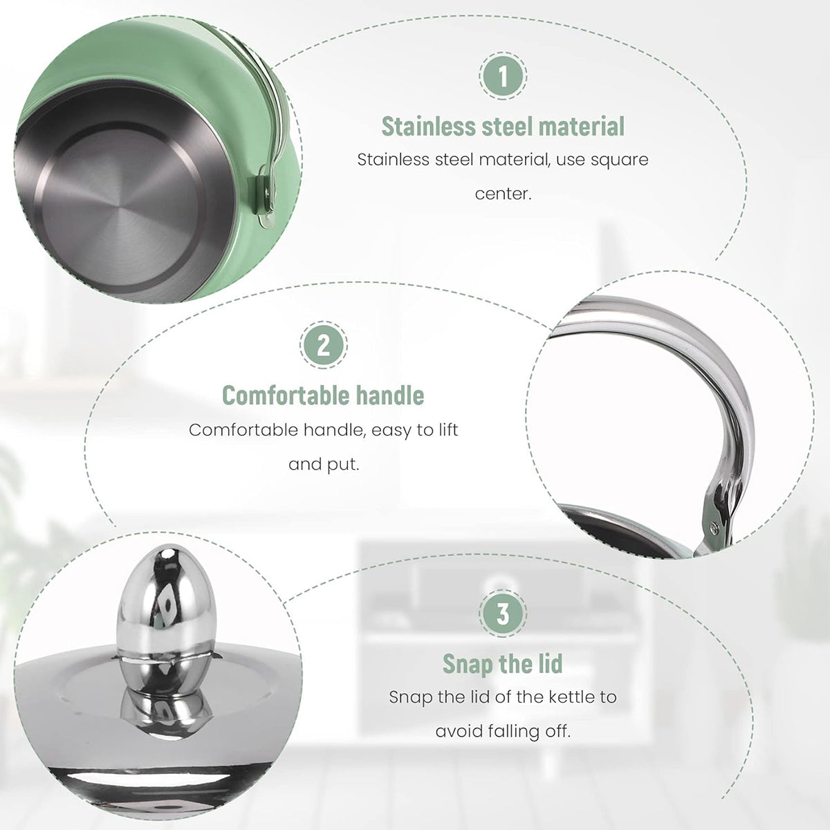 Stainless Steel Kettle 2.5L Household Water Boiler Whistling Teapot