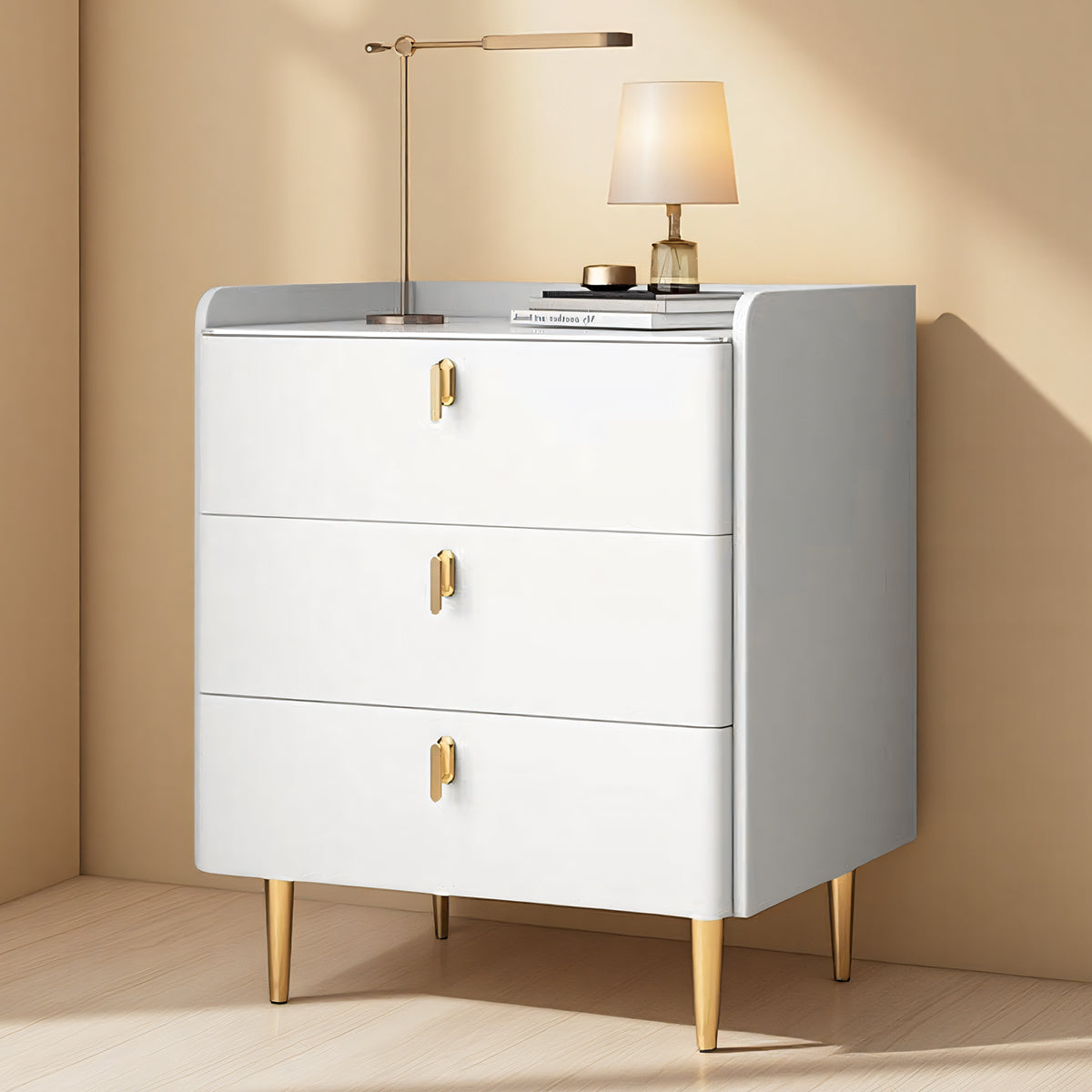 3-Drawer Nightstand Bedroom Storage Cabinet Minimalist Bedside Locker Organizer
