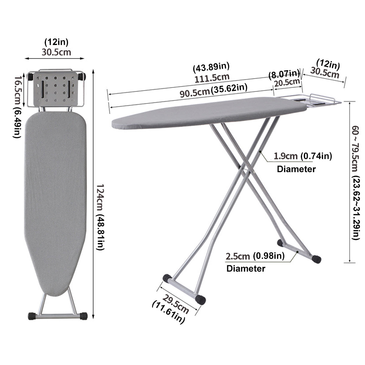Foldable Ironing Board Portable Laundry Iron Table for Home and Hotel