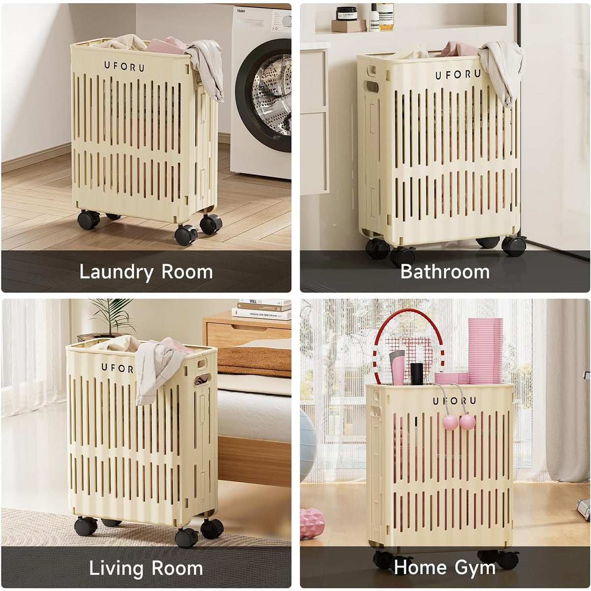 Large Folding Laundry Basket with Wheels Portable Organizer