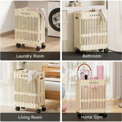 Large Folding Laundry Basket with Wheels Portable Organizer