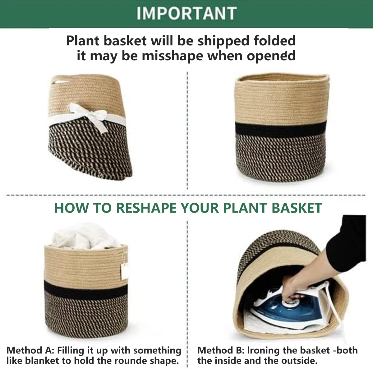 Woven Round Cotton Rope Laundry Basket for Home Storage Organization