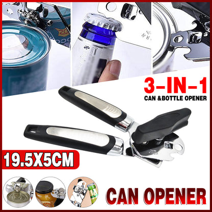 3-in-1 Can and Bottle Opener Stainless Steel Heavy Duty