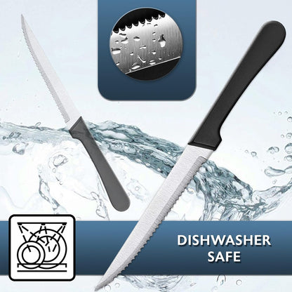 6pcs Stainless Steel Steak Knife Set With Black Handle for Kitchen Dining