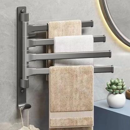Rotating Towel Rack Wall Mounted Bathroom Shelf Multi Rod Swivel Towel Holder