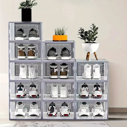 12pcs Transparent Plastic Shoe Box Storage Organizer Stackable Clear Shoe Box