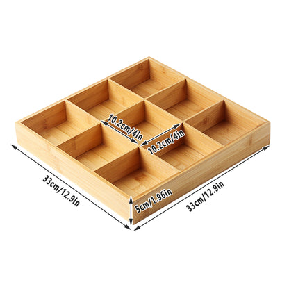 Bamboo 9 Grid Serving Tray Divided Food Platter for Hotel