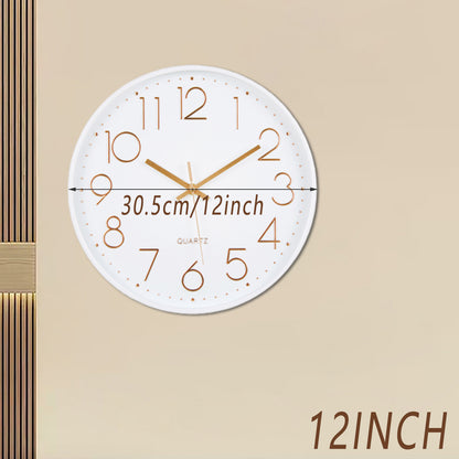 12Inch Silent Wall Clock Decorative Simple Plastic Clock for Living Room Home