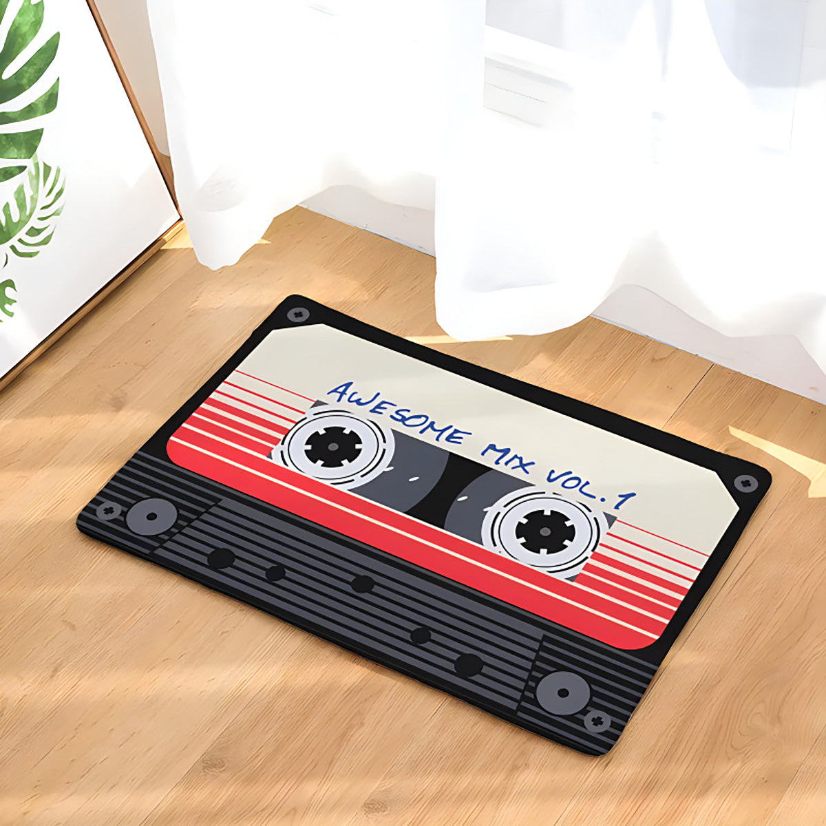 Absorbent Non-Slip Retro Cassette Bathroom Floor Mat 2 Sizes