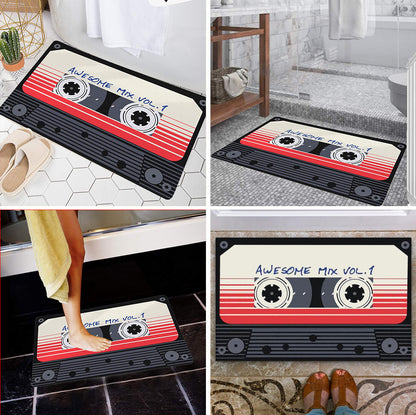 Absorbent Non-Slip Retro Cassette Bathroom Floor Mat 2 Sizes
