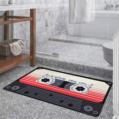 Absorbent Non-Slip Retro Cassette Bathroom Floor Mat 2 Sizes