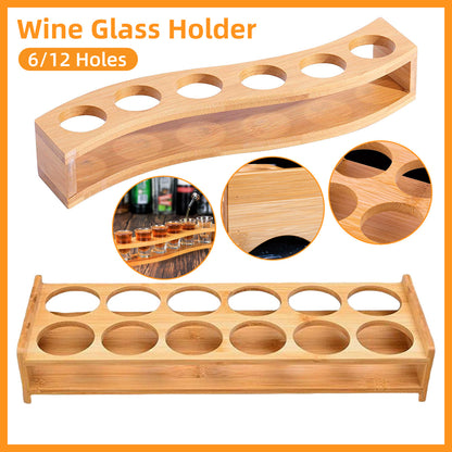 Bamboo Wine Glass Holder Splitter Cup Holder Organiser for Kitchen Bar Storage
