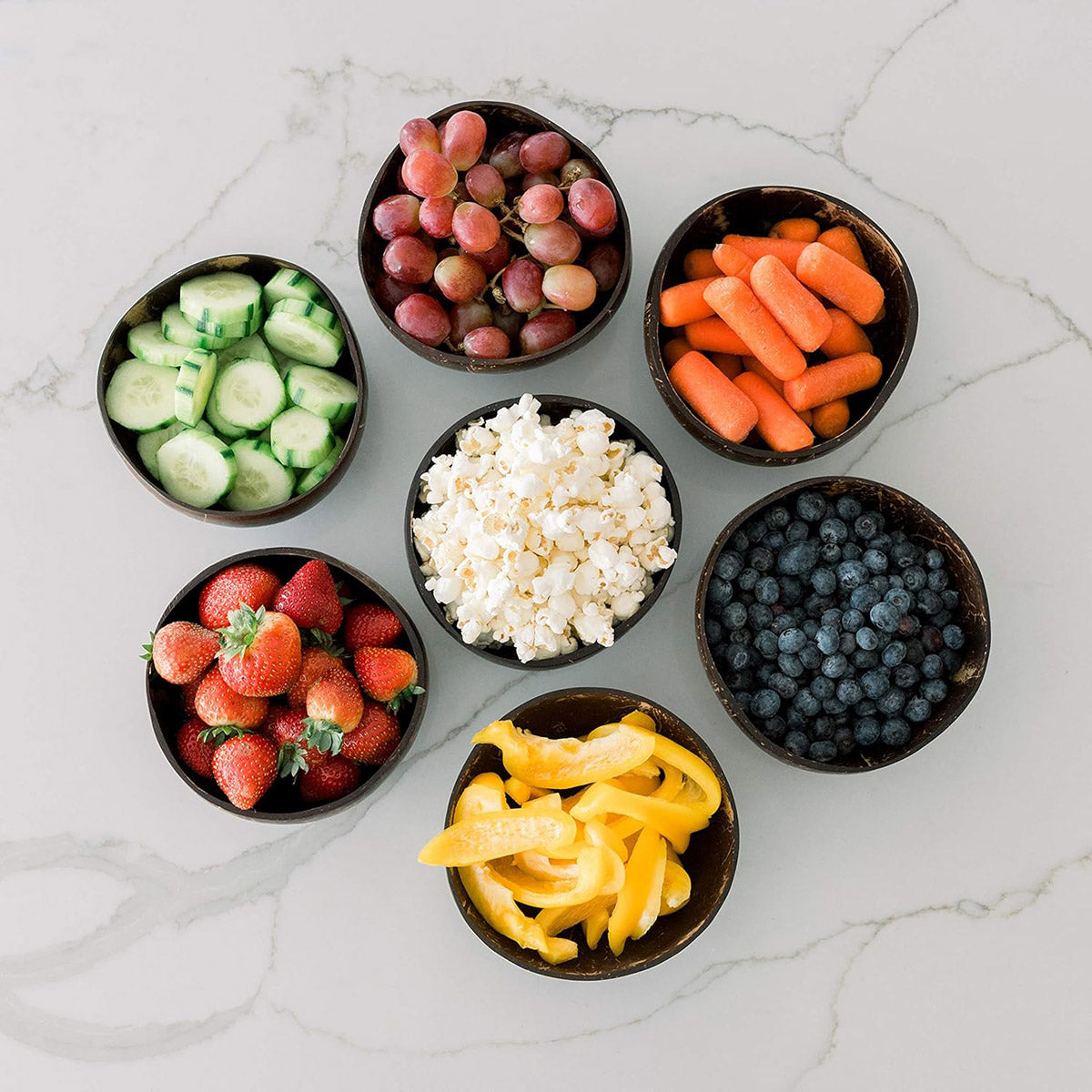 4Sets Natural Coconut Shell Bowls Eco-Friendly Tableware for Salad