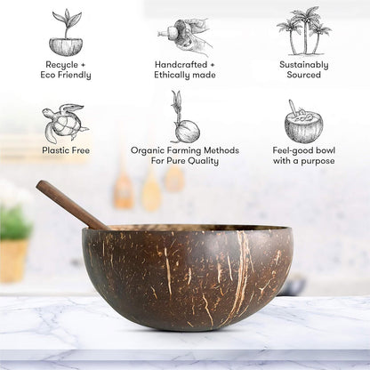 4Sets Natural Coconut Shell Bowls Eco-Friendly Tableware for Salad