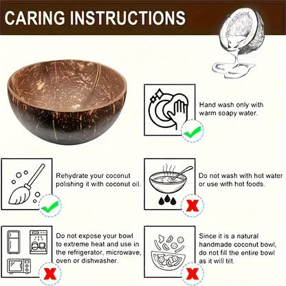 4Sets Natural Coconut Shell Bowls Eco-Friendly Tableware for Salad