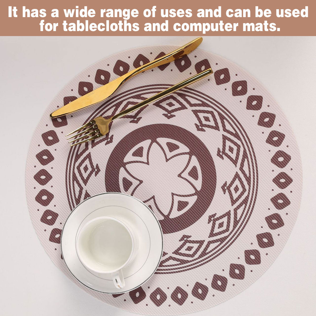 4PCS Bohemian Placemats Round Printed Heat Resistant Easy Clean Dining Mats