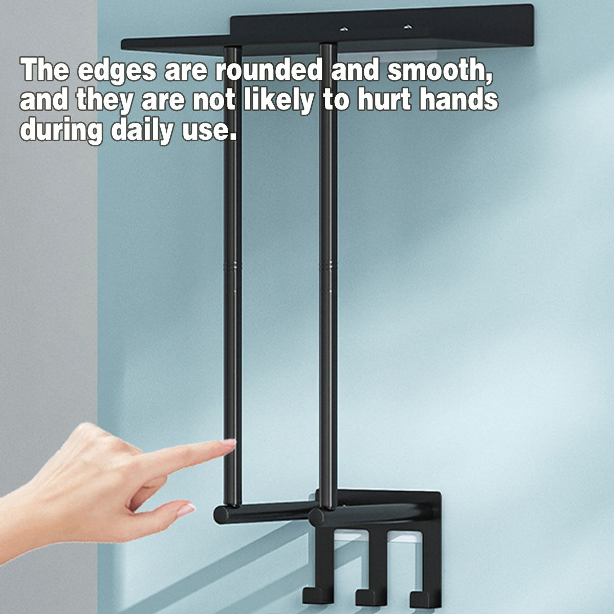 Wall Mounted Towel Rack with No Drill Fitting – Product View 5