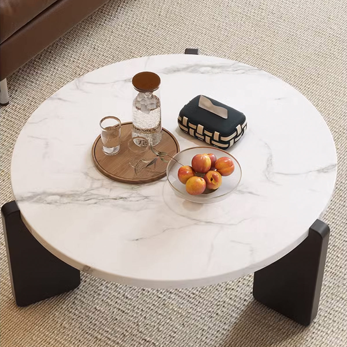 Coffee Table Modern Style 80x31CM Black Small Tea Table for Living Room Bedroom