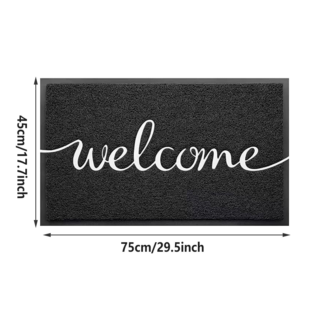 Black Door Mat Welcome Carpet Modern Simple Silk Ring Floor Entrance Rug Indoor