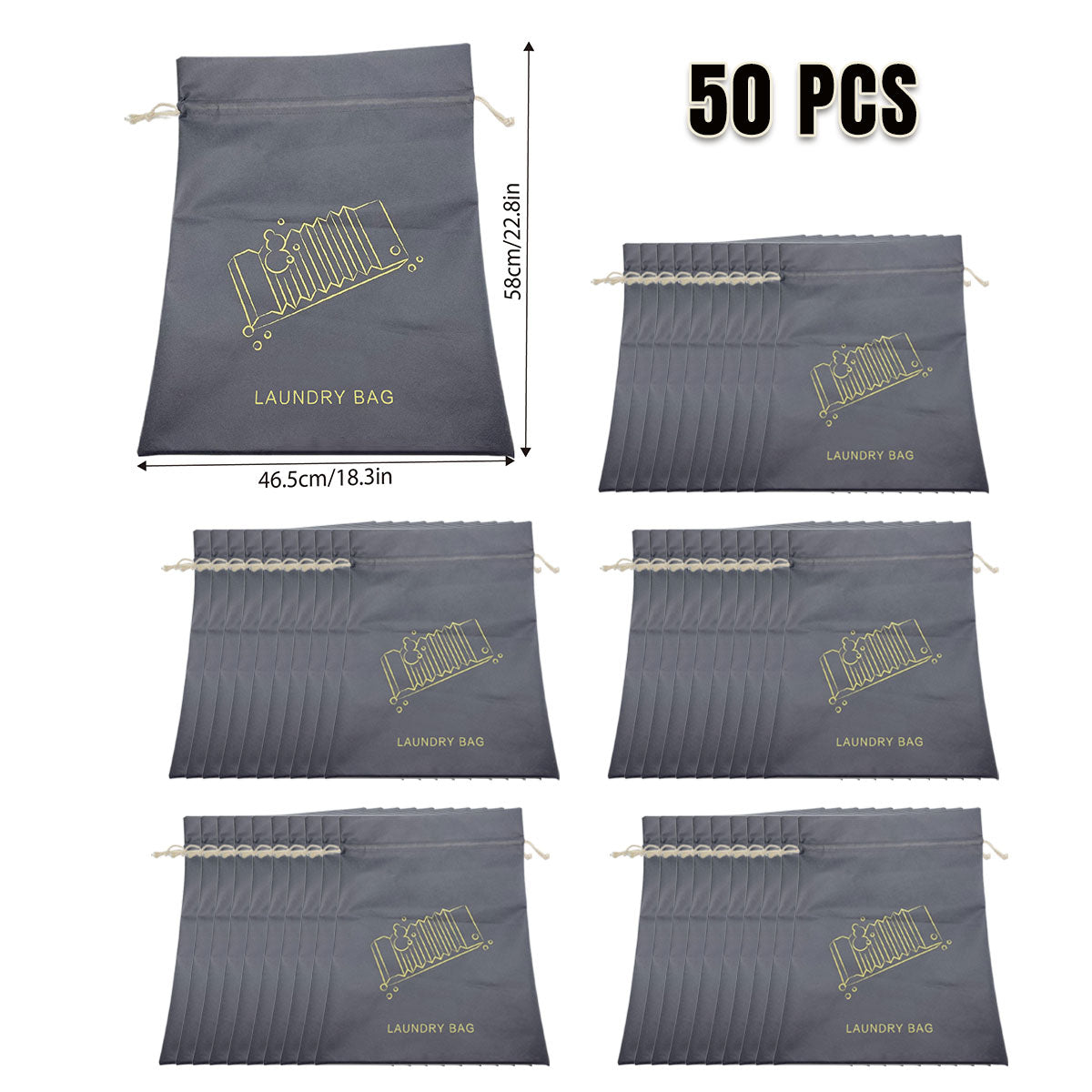 50pcs Large Drawstring Laundry Bags Travel Dirty Clothes