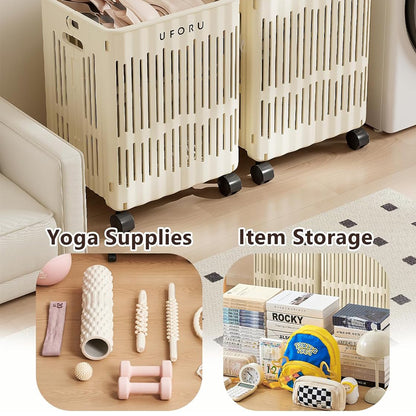 Large Folding Laundry Basket with Wheels Portable Organizer