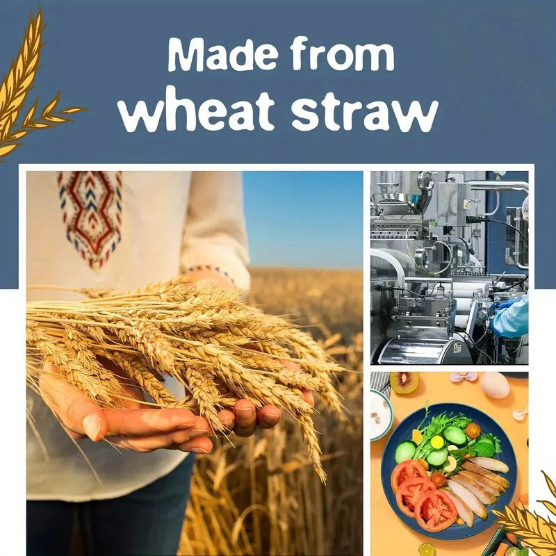 16pcs Wheat Straw Dinnerware Set Microwave Safe Plates and Bowls