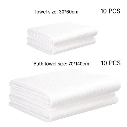 10pcs Disposable Bath Towels Travel Towels Soft Absorbent for Spa Hotel Bathroom