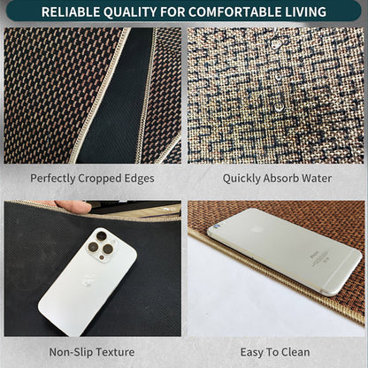 2 Pcs Absorbent Kitchen Floor Mat Non-Slip Linen Rug Set