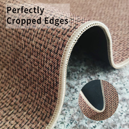 2 Pcs Absorbent Kitchen Floor Mat Non-Slip Linen Rug Set