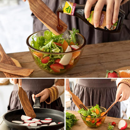 5 Pcs Teak Wooden Spatula Set Kitchen Cooking Utensils