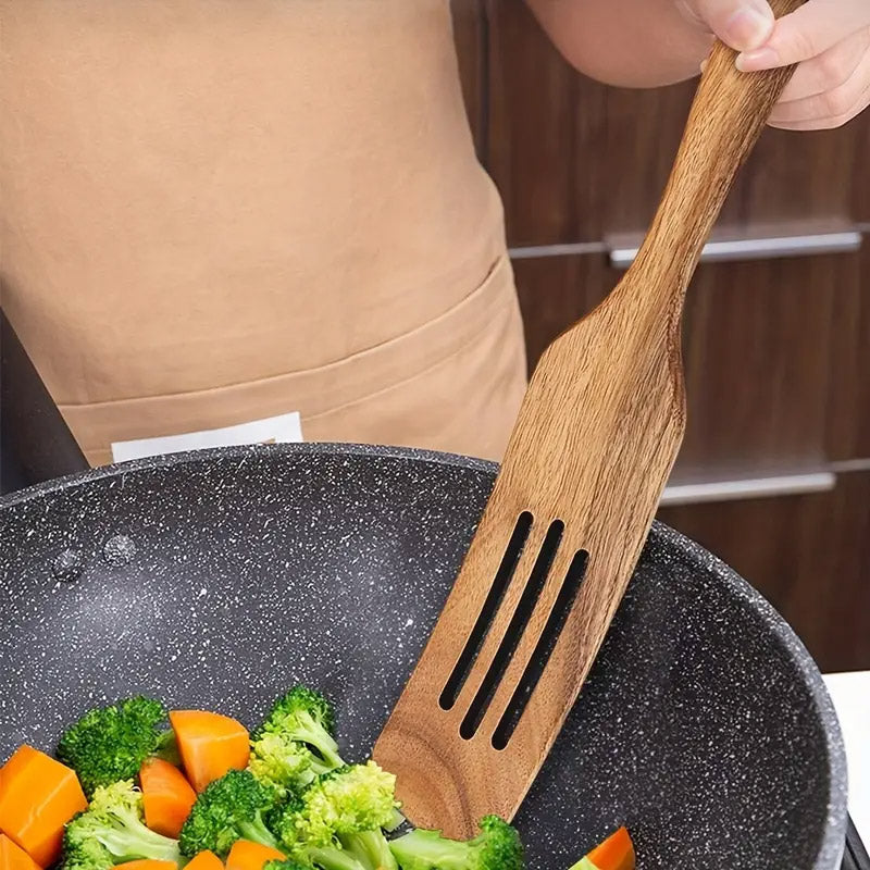 5 Pcs Teak Wooden Spatula Set Kitchen Cooking Utensils