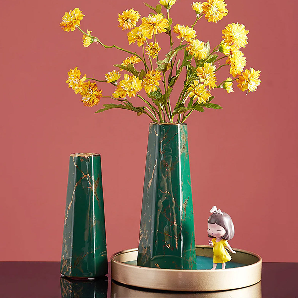 Marbled Ceramic Vase Simple Home Living Room Decor Flower Arrangement Piece AU