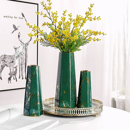 Marbled Ceramic Vase Simple Home Living Room Decor Flower Arrangement Piece AU