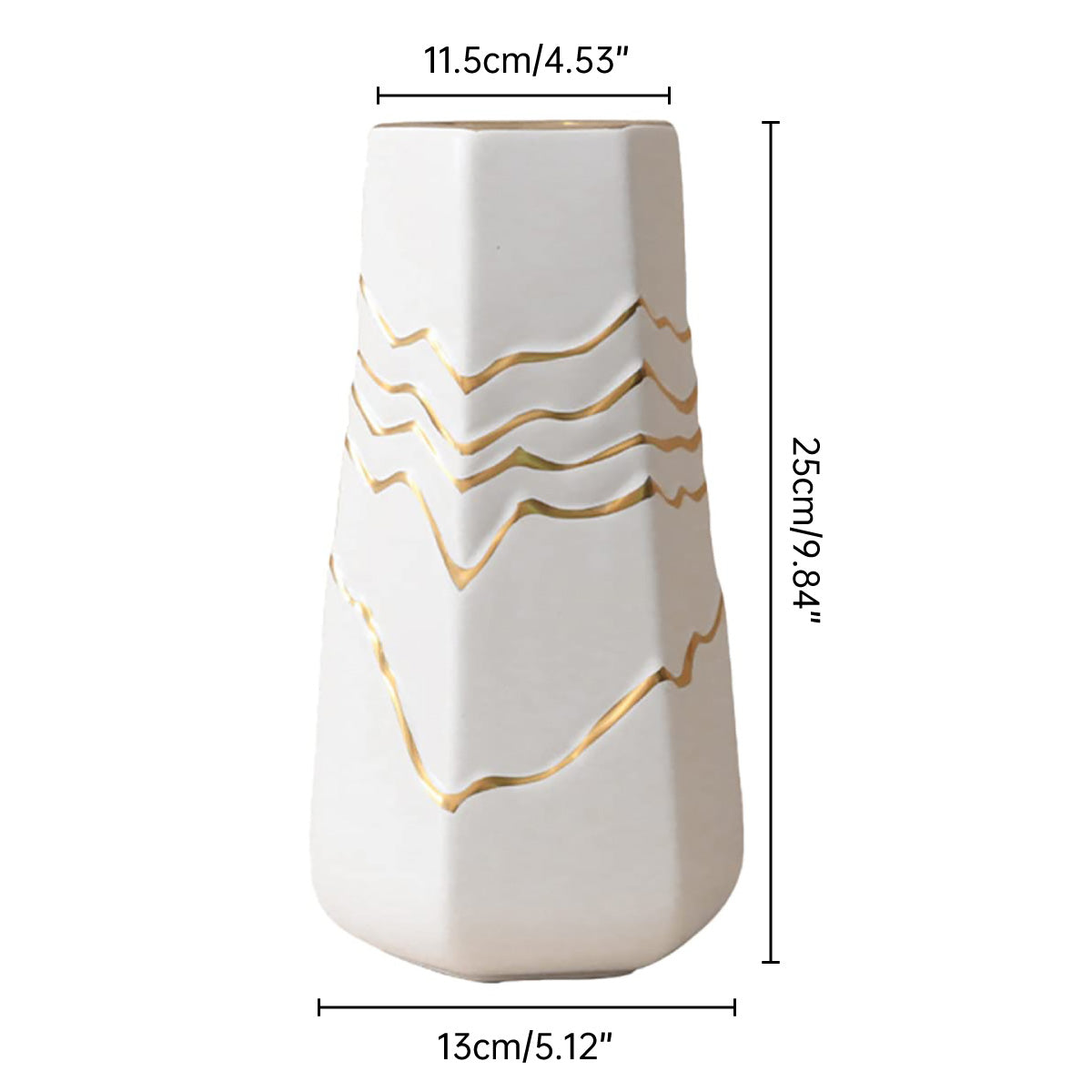 Ceramic Flower Vase White with Gold Accents Home Hotel Decor